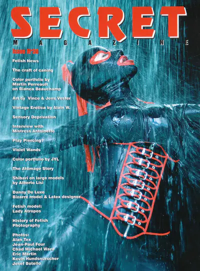Bianca Beauchamp in latex on the cover of Secret
