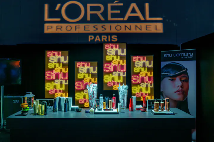 The L’Oréal Professionnel and Shu Uemura stand