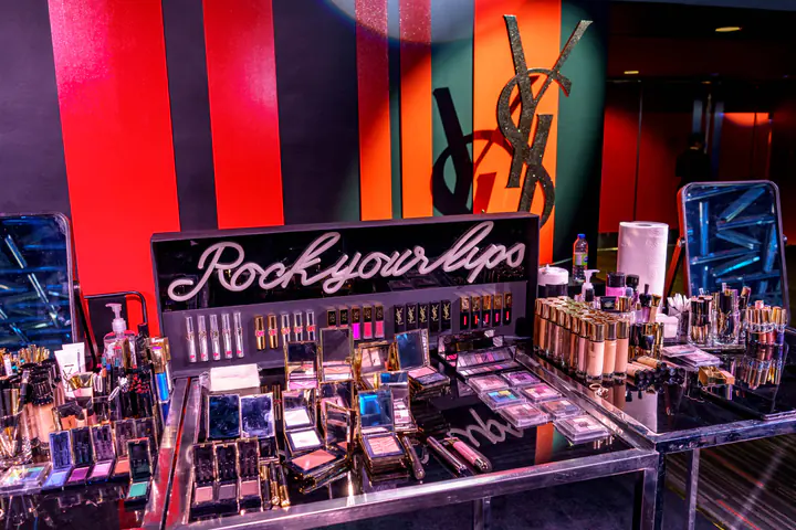 The YSL make-up bar with its Rock your lips sign