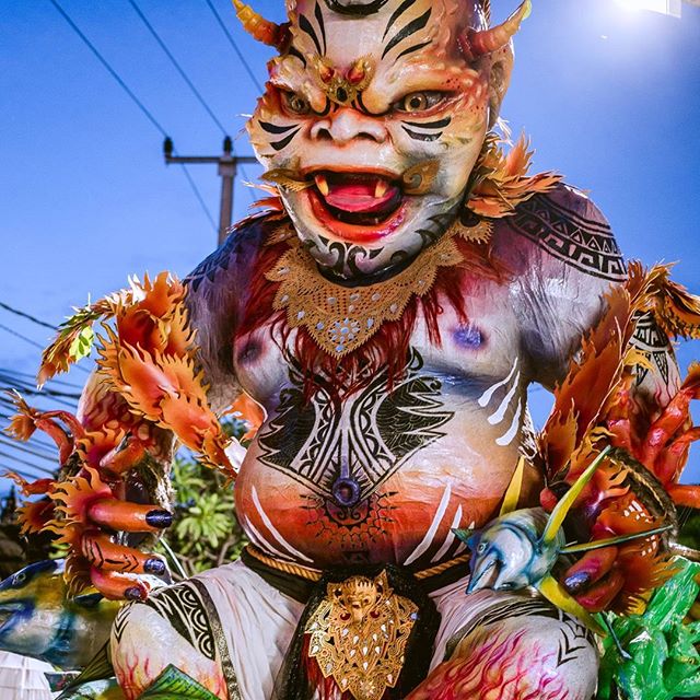 Incredible statues created by the community of Bali for their New Year celebration parade.  At the stroke of midnight, they then burn the statues and enter Silent Day, a day for self reflection and prayer. The statues are work of art. #bali #silentday #asia